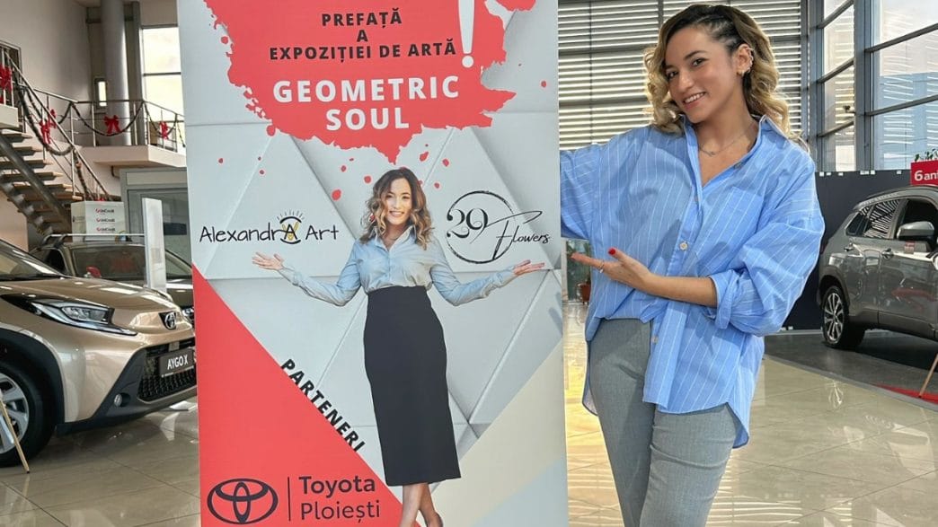 expoziție, pictură, Alexandrav, Alexandra Valentina Georgescu, Toyota Ploiești, Geometric Soul, program vizitare, tablouri, expoziție cu vânzare