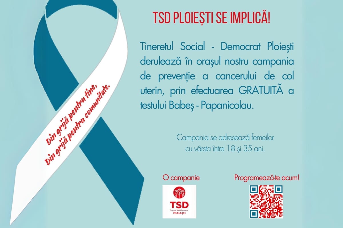 TSD-Ploiesti-campanie-de-preventie-cancer-de-col-uterin-comunitate-Ploiesti-test-Papanicola-Facebook-TSD-Ploiesti-afis