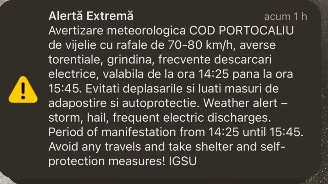 avertizare meteorologică, cod portocaliu, vijelie și rafale, IGSU, alertă maximă, Ploiești, cum funcționează ro-alert