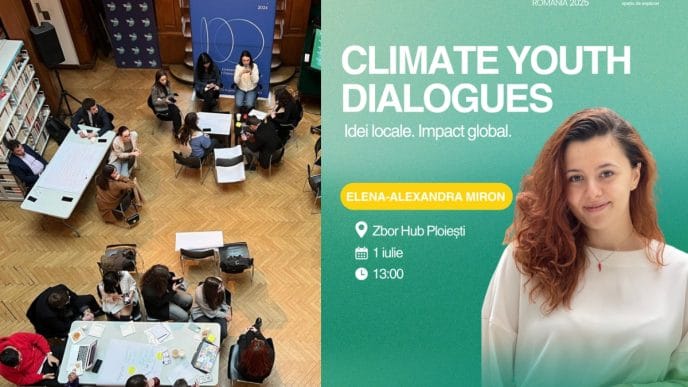 Ploiești, tineri, schimbări climatice, LCOY 2025, ZBOR Hubs, sustenabilitate, implicare, Tineri pentru Sustenabilitate, eveniment, Elena Alexandra Miron