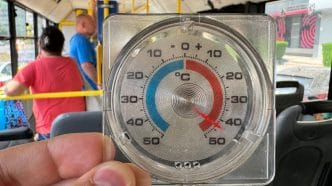 saună, mijloace de transport, transport public Ploiești, condiții transport Ploiești, peste 40 de grade, termometre, măsurare temperatură, 43 grade